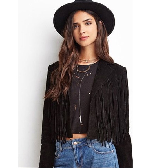 forever 21 suede fringe jacket